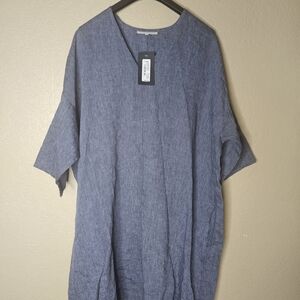 bryn Walker Casual Blue Button Down Shirt